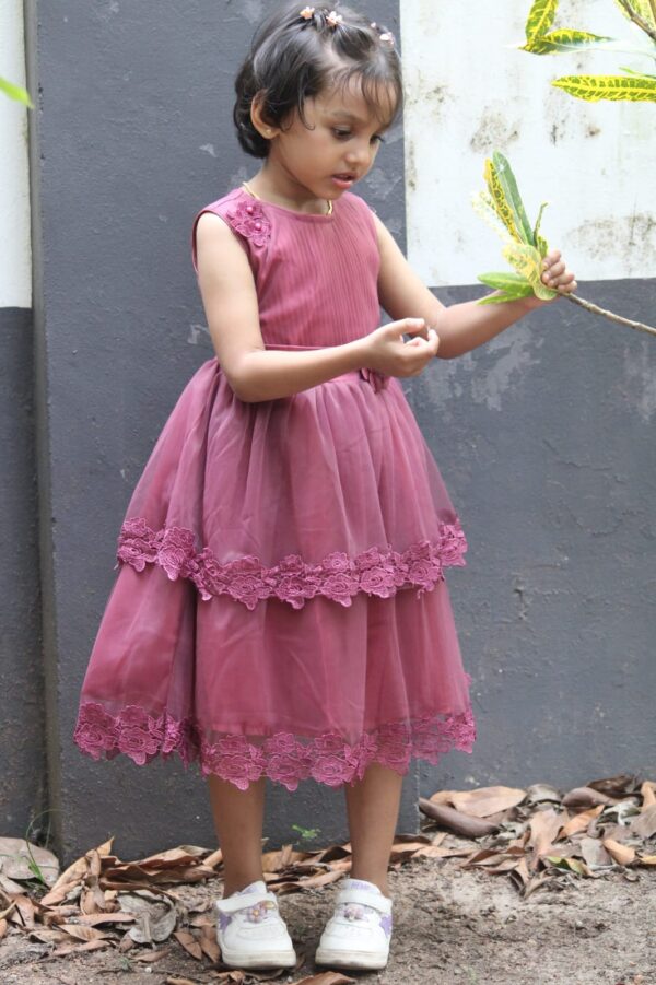 Family fashion Shoulder strap neck layered fit & flare dress